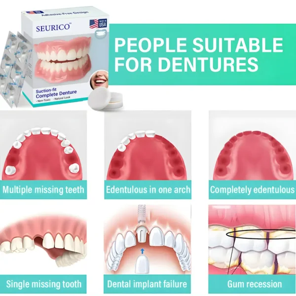 ✅ Made and Shipped from the Us I Suction-fit Complete Denture 🦷