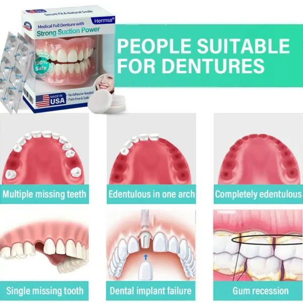 🔥Hermsa® Medical Full Denture with Strong Suction ✅ Made and Shipped from the USA🍀