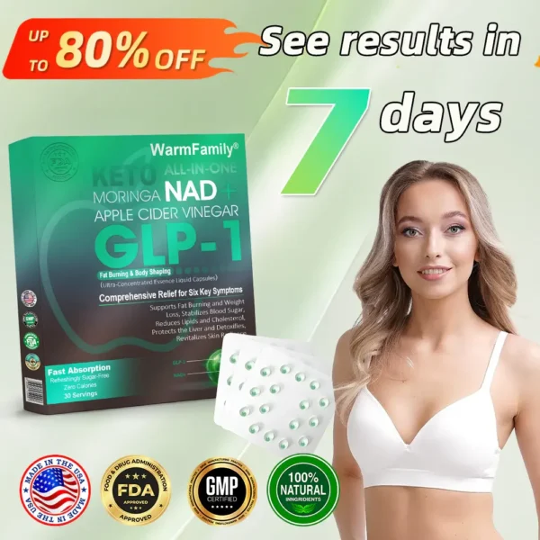 [Official Store] WarmFamily® GLP-1 Slimming Essence Pearls 🍏｜Triple Action: NAD⁺, Moringa & ACV｜⚡ Fast Fat Burn & Metabolic Balance｜Backed by Obesity Research Experts
