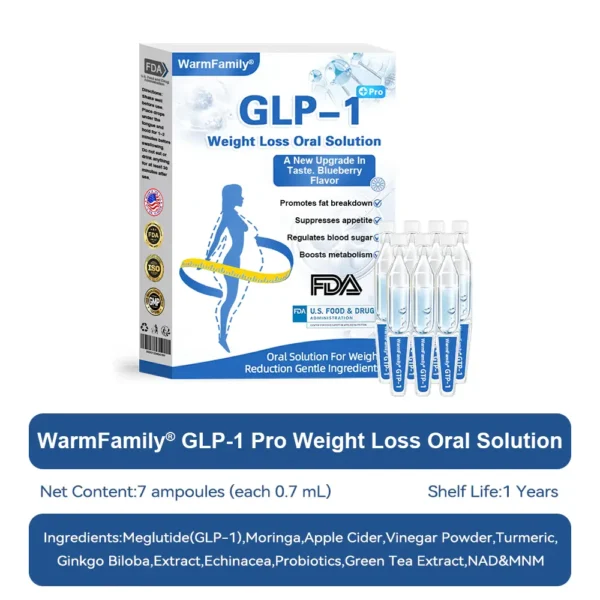 WarmFamily® GLP-1 Pro Weight Loss Oral Solution7 days visible effect, no side effects, suitable for all age groups 🌸