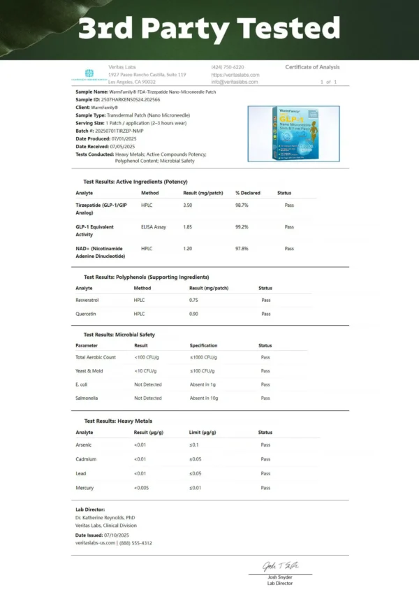 WarmFamily® SMGT-GLP-1 Nano Microneedle Patch with Collagen & Matrixyl 3000 ✅ | Clinically Proven for Weight Loss, Cardiovascular Health, Diabetes, and More Health Issues, Doctor Recommended👨‍⚕️