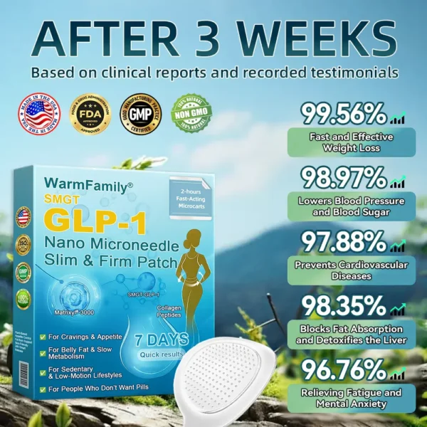 WarmFamily® SMGT-GLP-1 Nano Microneedle Patch with Collagen & Matrixyl 3000 ✅ | Clinically Proven for Weight Loss, Cardiovascular Health, Diabetes, and More Health Issues, Doctor Recommended👨‍⚕️