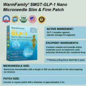 WarmFamily® SMGT-GLP-1 Nano Microneedle Patch with Collagen & Matrixyl 3000 ✅ | Clinically Proven for Weight Loss, Cardiovascular Health, Diabetes, and More Health Issues, Doctor Recommended👨‍⚕️